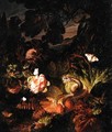 Flowers Snake and Butterflies - Otto Marseus van Schrieck