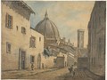 A Street in Florence with the Duomo and Campanile in the Background - William Marlow