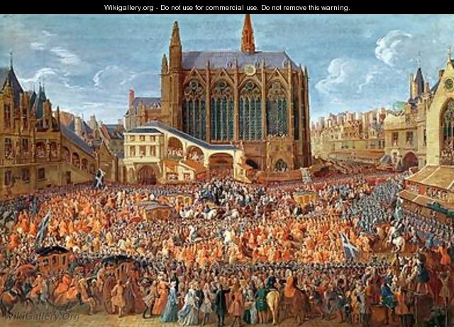 The Departure of Louis XV 1710-74 from Sainte-Chapelle after the lit de justice which ended the reign of Louis XIV 1638-1715 12th September 1715 1735 2 - Pierre-Denis Martin