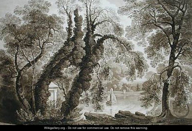 View of the Temple Fountain from the opposite side Sezincote - John Martin
