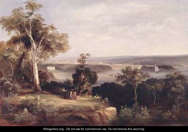 Wooded landscape with a distant view of Sydney - Conrad Martens