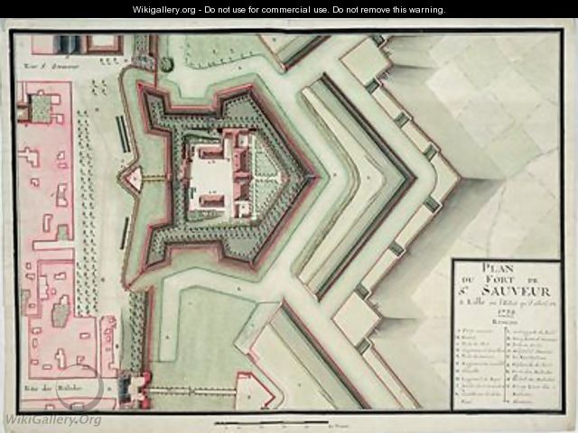 Fort of Saint-Sauveur Lille in 1728 from Traite de Fortifications - Claude Masse