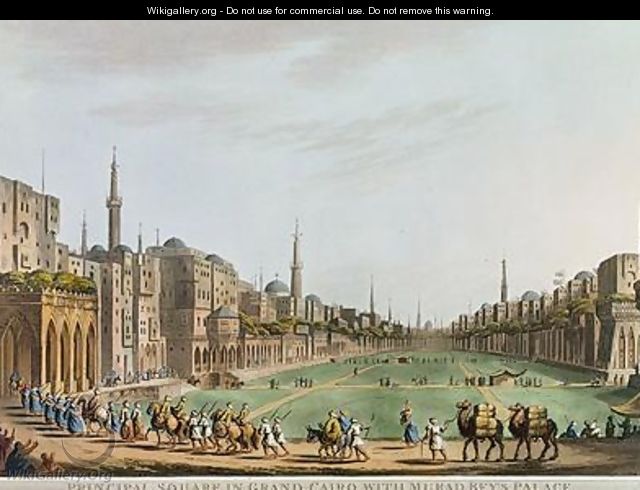 Principal Square in Grand Cairo with Murad Beys Palace - Luigi Mayer