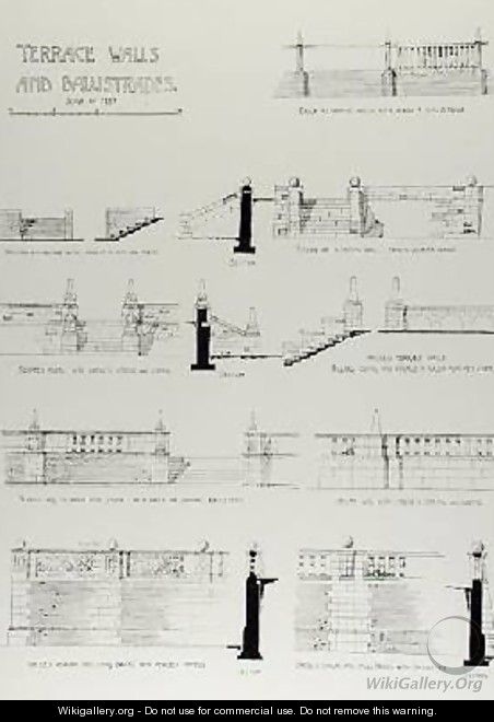 Terrace Walls and Balustrades from Thomas Mawsons Studies in Town Planning - Thomas Hayton Mawson