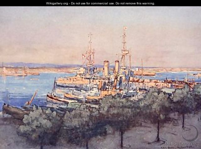 HMS Queen Trawlers and Drifters Taranto illustration from The Naval Front by Gordon S Maxwell 1920 - (after) Maxwell, Donald