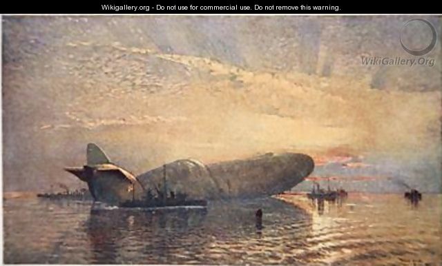 St George and the Dragon Zeppelin L15 in the Thames April 1916 - (after) Maxwell, Donald
