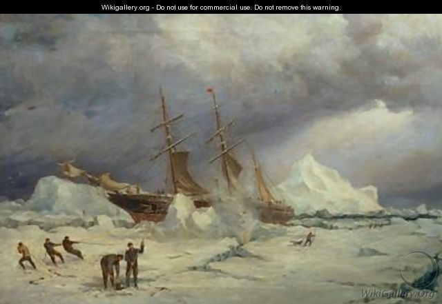 The Pandora Nipped in the Pack in Melville Bay 24th July 1876 an Arctic expedition led by Commander Sir Allen Young 1827-1915 1877 - Walter William May