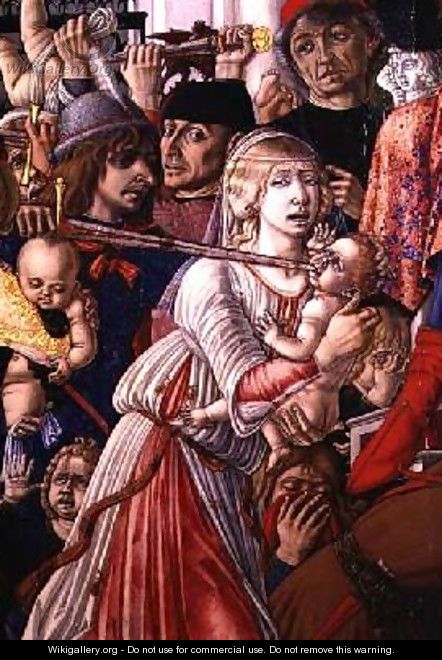 The Massacre of the Innocents detail of a soldier piercing a baby with his sword 1482 - di Giovanni di Bartolo Matteo