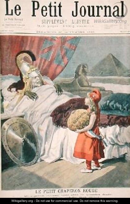 Little Red Riding Hood or France losing Fachoda to England illustrated title page from Le Petit Journal 20th November 1898 - Tofani, Oswaldo Meaulle, F.L. &