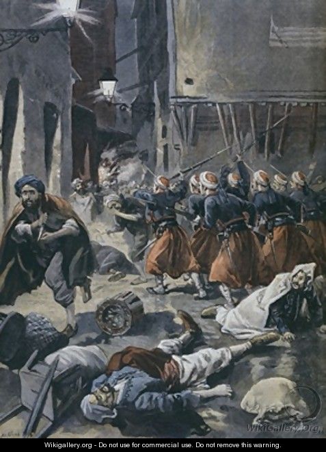 Violent antisemitic riots in Algiers illustration from Le Petit Journal February 1898 - Tofani, Oswaldo Meaulle, F.L. &