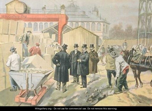 The Prince of Wales 1841-1910 Visiting the Building Site of the 1900 Universal Exhibition from Le Petit Journal 20th March 1898 - Tofani, Oswaldo Meaulle, F.L. &
