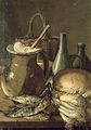 Still Life with Fish Leeks and Bread - Luis Egidio Menendez or Melendez
