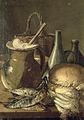 Still Life with Fish Leeks and Bread - Luis Egidio Menendez or Melendez