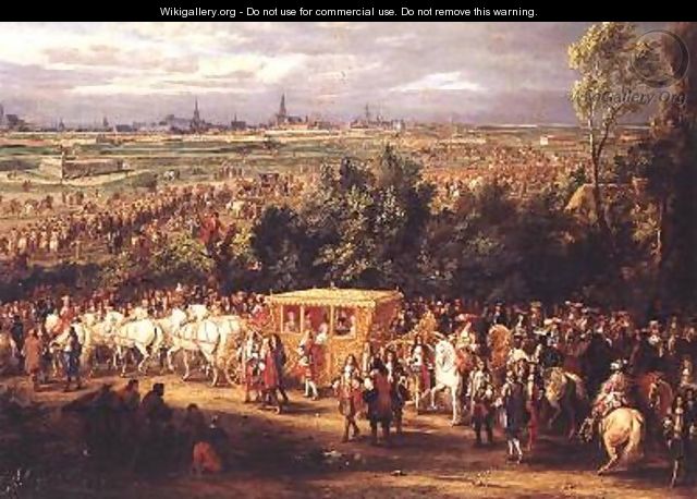The Entry of Louis XIV 1638-1715 and Marie-Therese 1638-83 of Austria in to Arras 30th July 1667 1685 2 - Adam Frans van der Meulen