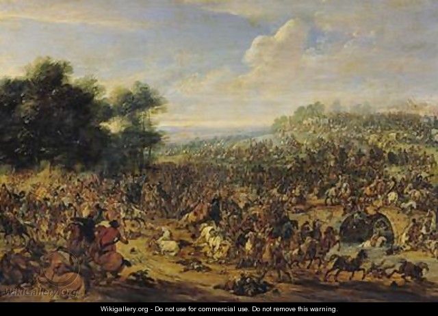 Battle near a Bridge - Adam Frans van der Meulen