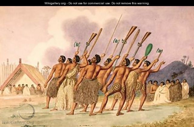 War dance New Zealand 1845 - Joseph Jenner Merrett