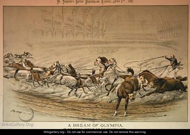 A Dream of Olympia or the Daring Marquis and the Refractory Steed from St Stephens Review Presentation Cartoon 8 January 1887 - Tom Merry