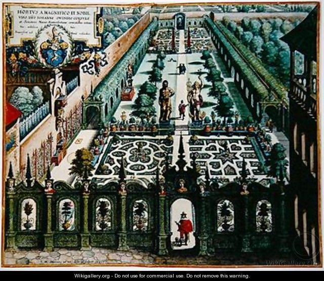 The Garden of Burgermeister Schwind from Florilegium Renovatum by Theodore de Bry 1528-98 - Matthaus, the Younger Merian