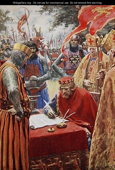 King John signing the Magna Carta reluctantly - A.C. Michael