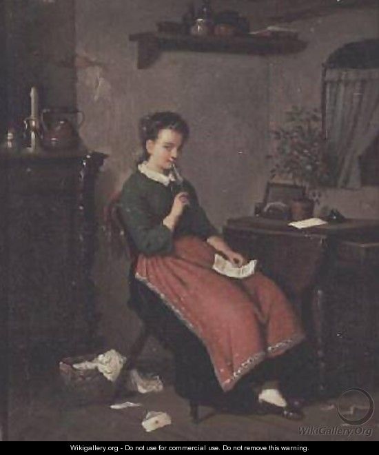 Young girl writing a love letter - Johann Georg Meyer von Bremen