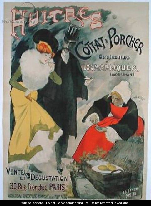 Poster advertising oysters from Cottat and Porcher - Camille Meyer