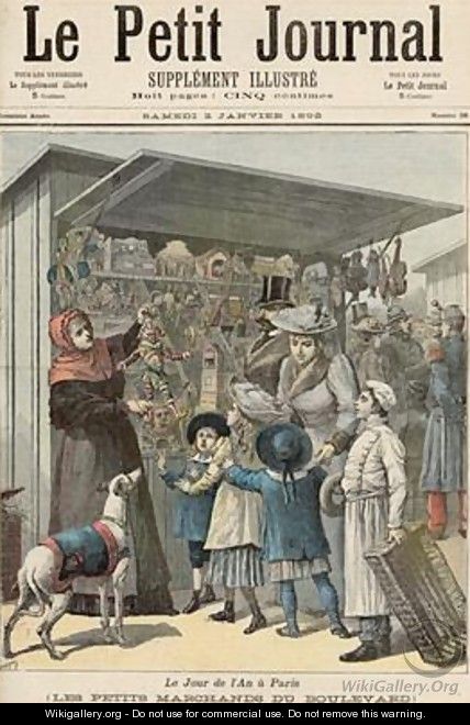 New Years Day in Paris The Little Stalls on the Boulevard cover of Le Petit Journal 2nd January 1892 - Henri Meyer