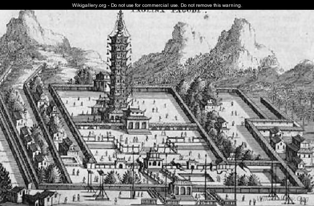 The Paolinx Pagoda from an account of a Dutch Embassy to China 1665 - Jacob van Meurs