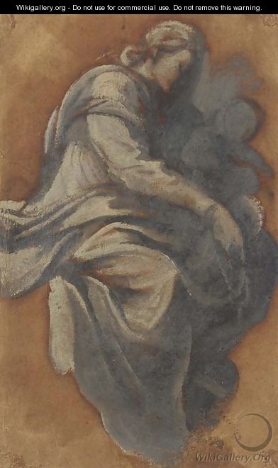 The Madonna and Child, in profile to the right, seated on a cloud - Guido Reni