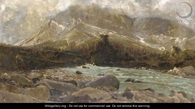 Paesaggio Alpino con Torrente - Guglielmo Ciardi