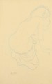 Kauernder Akt nach rechts mit langen Haaren - Gustav Klimt