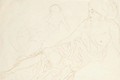 Aufgestuttzt Liegende, links Wiederholung - Gustav Klimt
