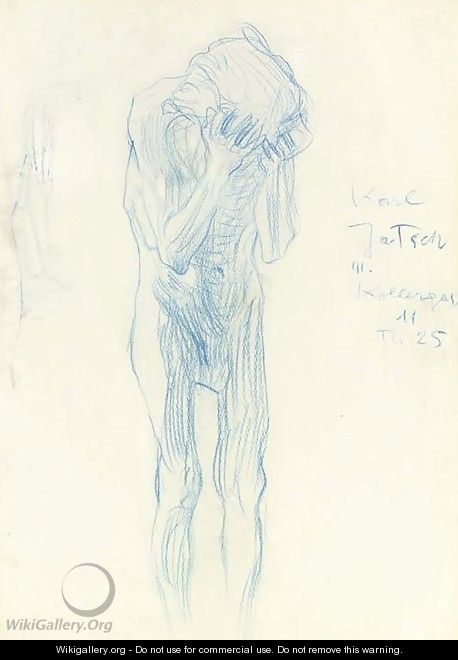 Akt eines Greises mit vorgehaltenen Handen (Study for Philosophie) - Gustav Klimt