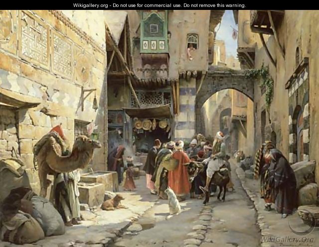 A Street Scene, Damascus - Gustave Bauernfeind