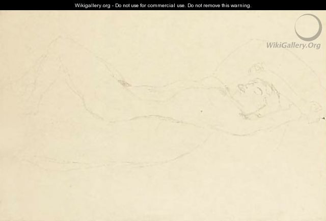 Liegender Akt mit verschrankten Unterarmen - Gustav Klimt