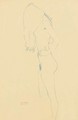 Stehender Madchenakt nach links, das Gesicht durch die Haare verdeckt - Gustav Klimt