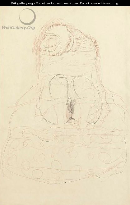 Sitzender Halbakt von vorne, den Kopf auf den Oberarm gelegt - Gustav Klimt