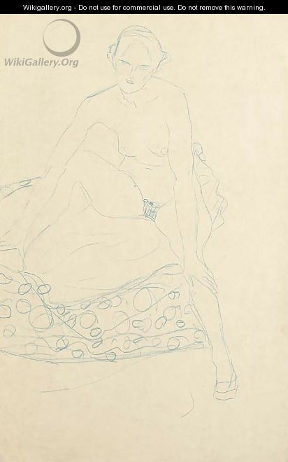 Sitzender Akt von vorne - Gustav Klimt