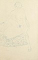 Sitzender Akt von vorne - Gustav Klimt
