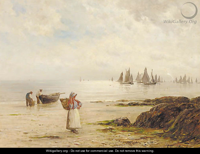 A silvery morning coast of Cornwall - Gustave de Breanski