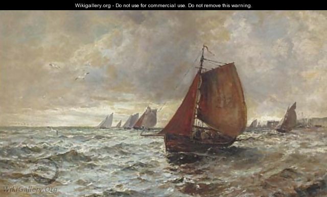 The fishing fleet heading out to sea - Gustave de Breanski