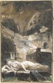 A vestal virgin reclining near a holy fire in a tomb - Giuseppe Bernardino Bison