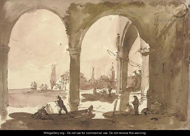 A Venetian loggia - Giuseppe Bernardino Bison