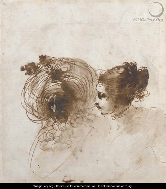 A girl and a bearded oriental, bust-length - Giuseppe Bernardino Bison