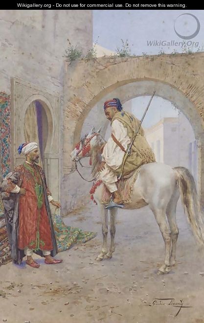 The Carpet Seller and Horseman - Giulio Rosati