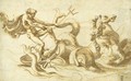 Neptune in his chariot drawn by hippocamps - Giulio Romano (Orbetto)