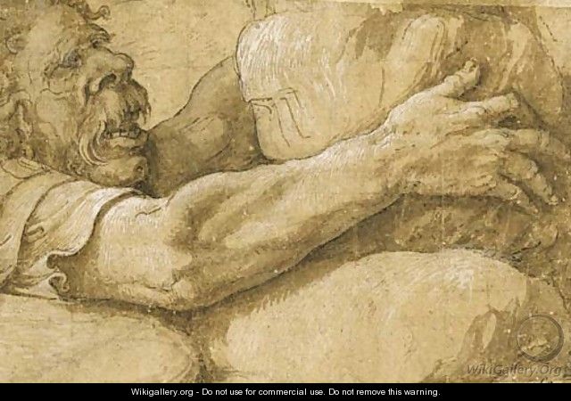 A giant clutching a rock - Giulio Romano (Orbetto)