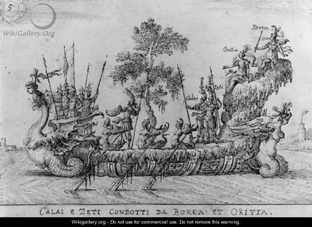 The galley of Calai and Zeti propelled by Boreas and Oreithyia - Giulio Parigi