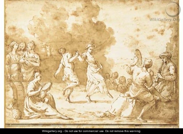 Peasants dancing in a landscape surrounded by musicians - Giuseppe Gambarini