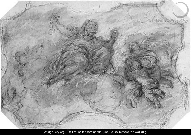 Flora with putti design for a ceiling compartment - Giuseppe Passeri