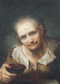 An old woman, holding a bowl - Giuseppe Nogari